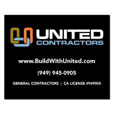 United Contractors Sign, California License, Black, 120" x 96"