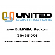 United Contractors Sign, California License, White, 120" x 96"
