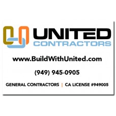 United Contractors Sign, California License, White, 72" x 48"