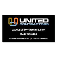 United Contractors Sign, California License, Black, 96" x 48"