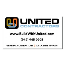 United Contractors Sign, California License, White, 96" x 48"