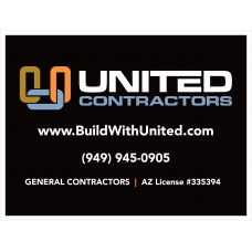 United Contractors Sign, Arizona License, Black, 96" x 72"