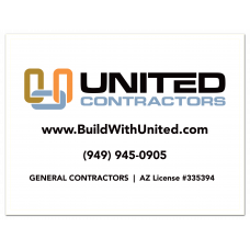 United Contractors Sign, Arizona License, White, 96" x 72"