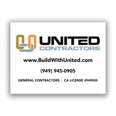United Contractors Sign, California License, White, 96" x 72"